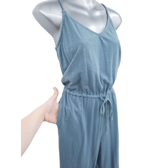 NEW Sundry Teal White Tie Dye Stripe Jogger Leg Sleeveless Jumpsuit Size 1 Small - Picture 6 of 13